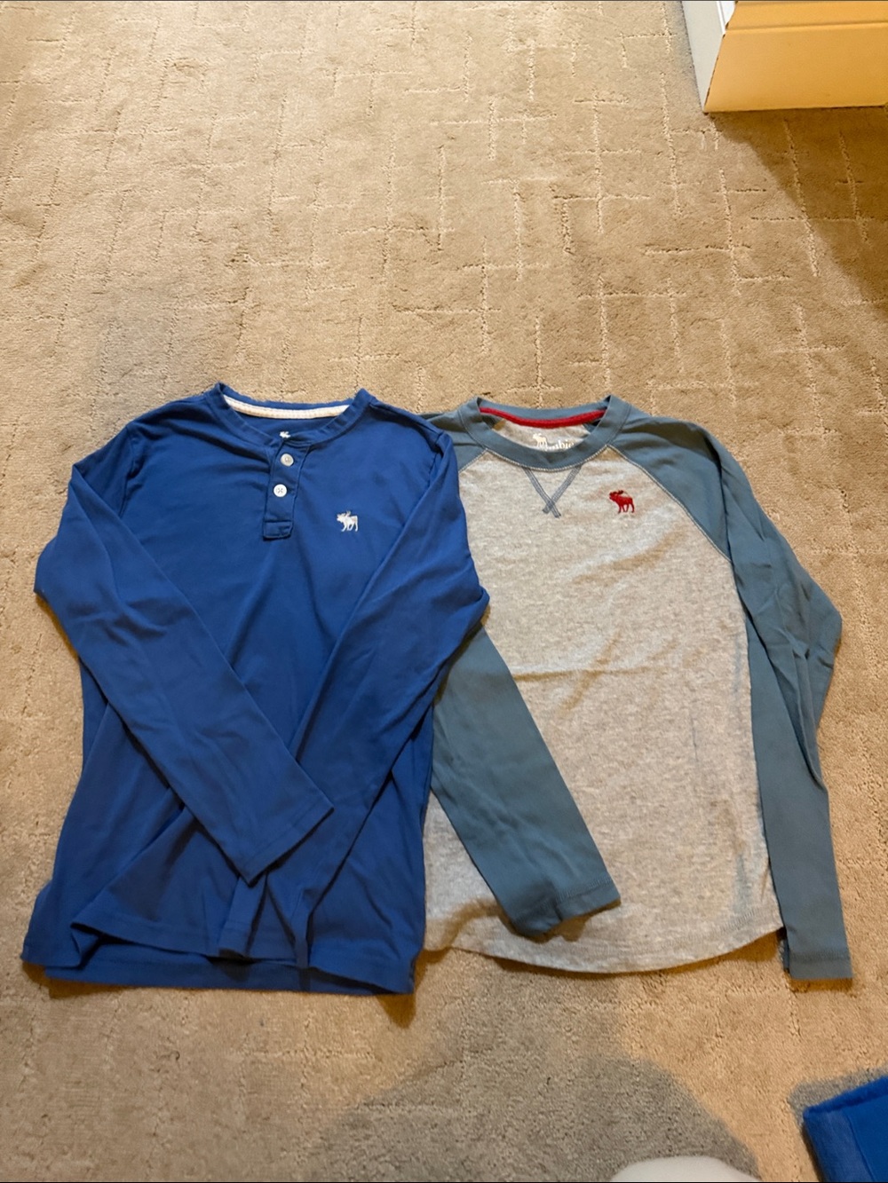 abercrombie kids Blue Henley & Gray Raglan Long-Sleeve Tee Set